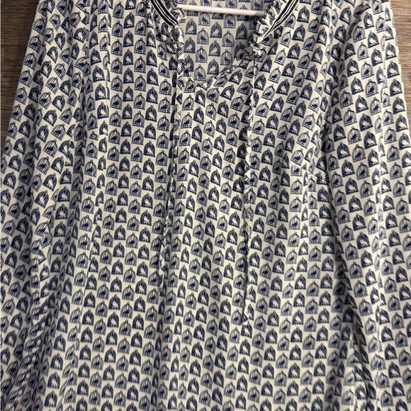Talbots Blue and White Bird Cage Blouse - Picture 8 of 8